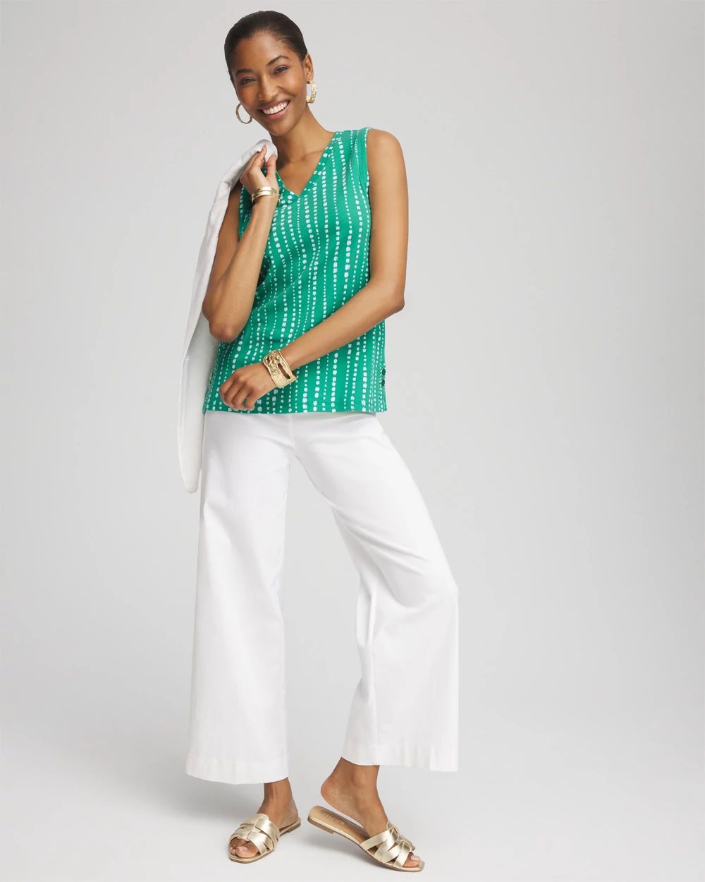 Polka-Dot Sleeveless V-Neck Tank | Chico's